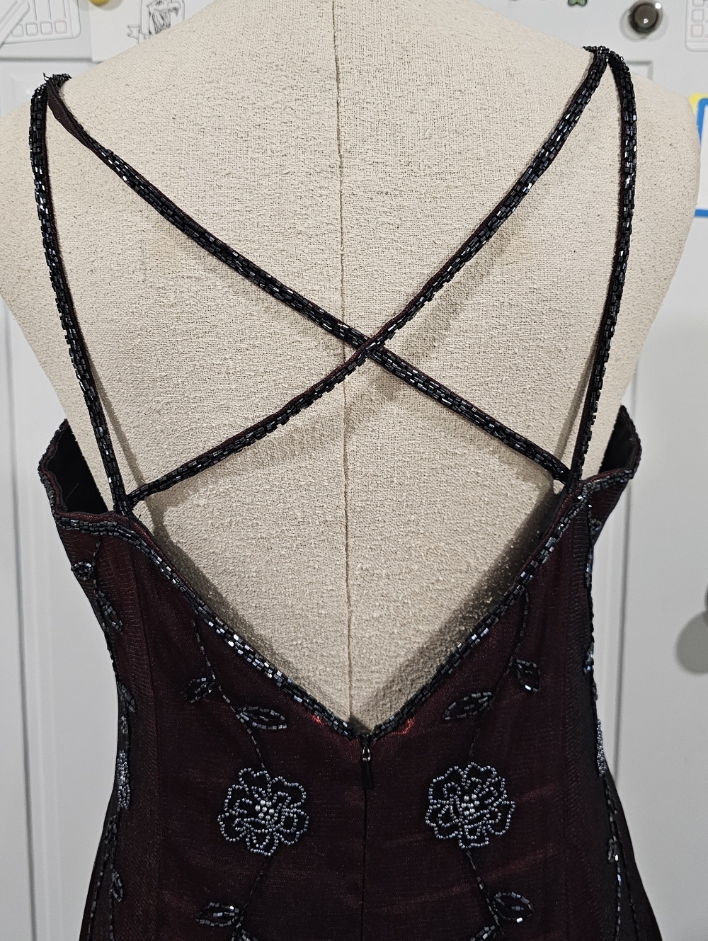 VINTAGE Alyce Designs Beaded Red And Black Gown - Picture 5 of 14